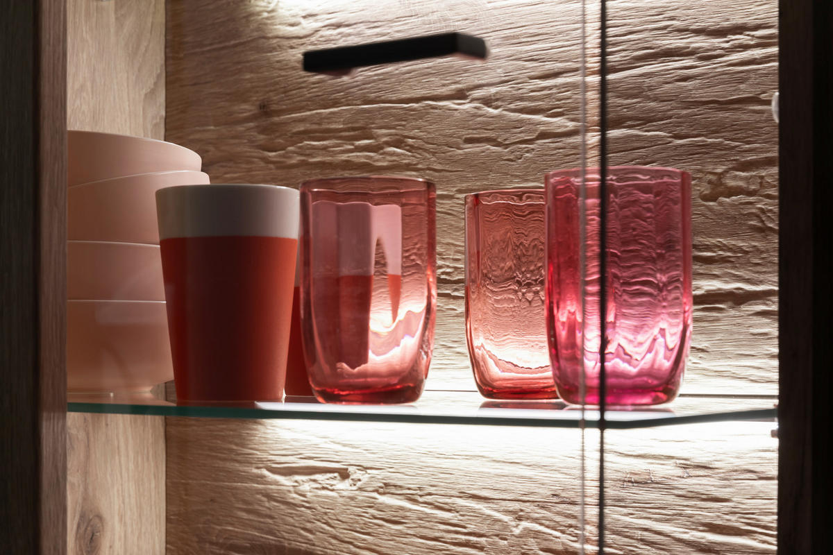 VITRINE in Eichefarben  - Eichefarben/Anthrazit, Design, Glas/Holzwerkstoff (60/199/37cm) - MID.YOU