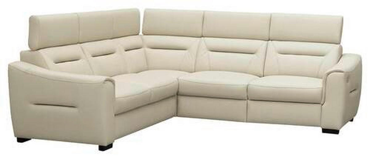 ECKSOFA Creme Echtleder Lederlook Schlaffunktion, Rücken echt, Relaxfunktion, Kopfteilverstellung  - Wengefarben/Creme, Design, Leder/Holz (260/260cm) - Celina Home