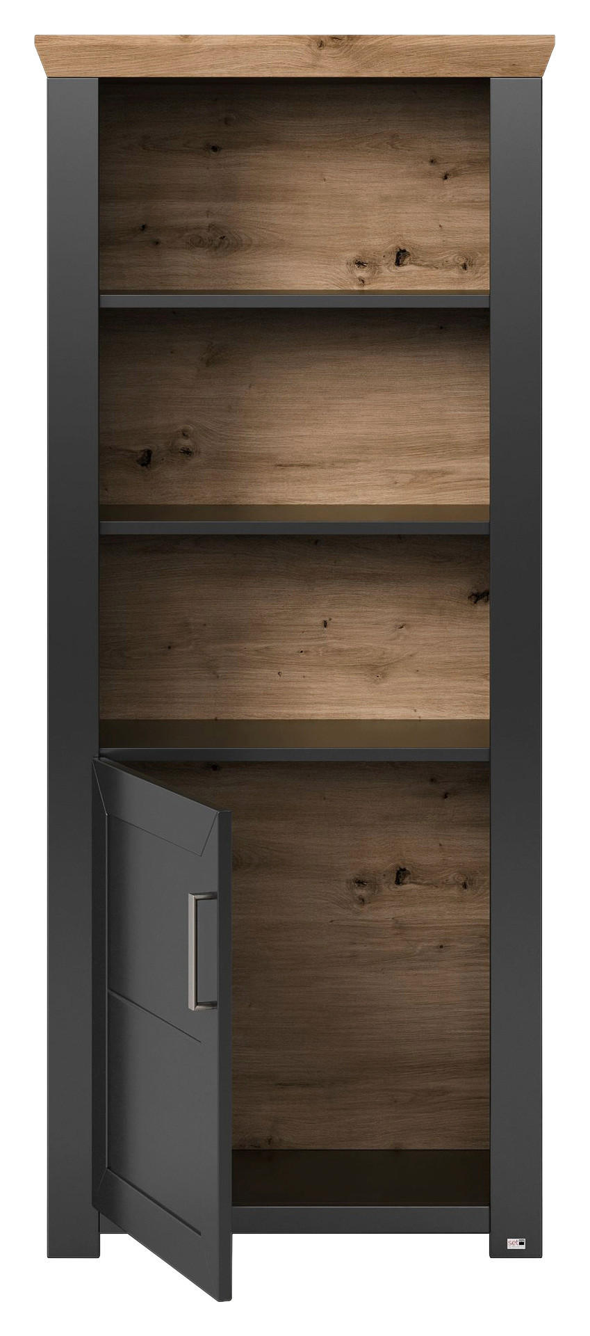 Thumbnail - SetOne by Musterring Regal, Graphit, Eiche Artisan, Holzwerkstoff, 3 Fächer, 74.5x174.6x42.2 cm, Typenauswahl, Wohnzimme...