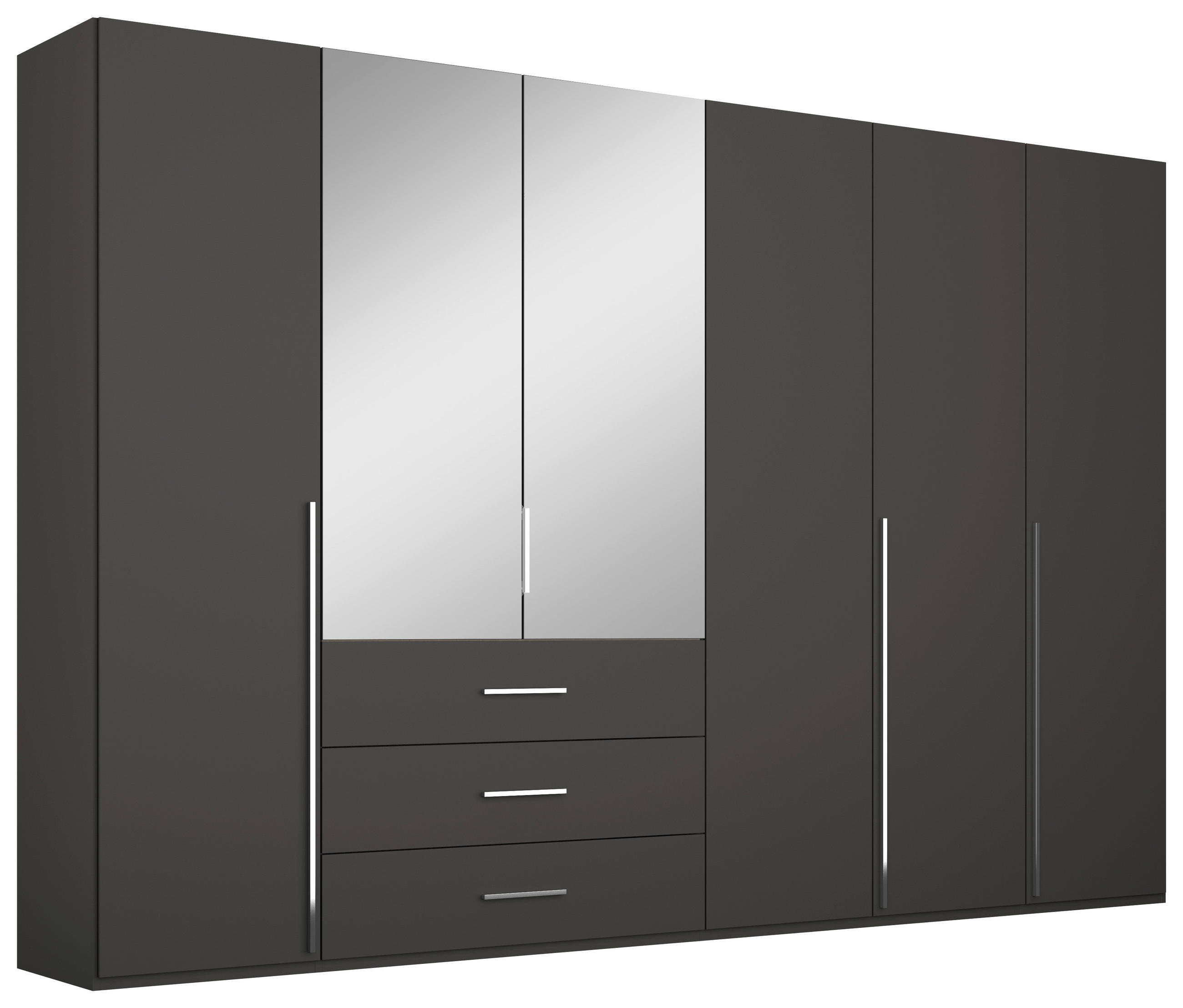 DREHTÜRENSCHRANK 301/223/60 cm,  in Graphitfarben, 6-türig  - Chromfarben/Graphitfarben, Design, Glas/Holzwerkstoff (301/223/60cm) - home24