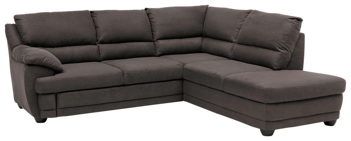 ECKSOFA in Mikrofaser Dunkelbraun  245/225 cm  - Dunkelbraun, Design, Kunststoff/Textil (245/225cm) - Livetastic