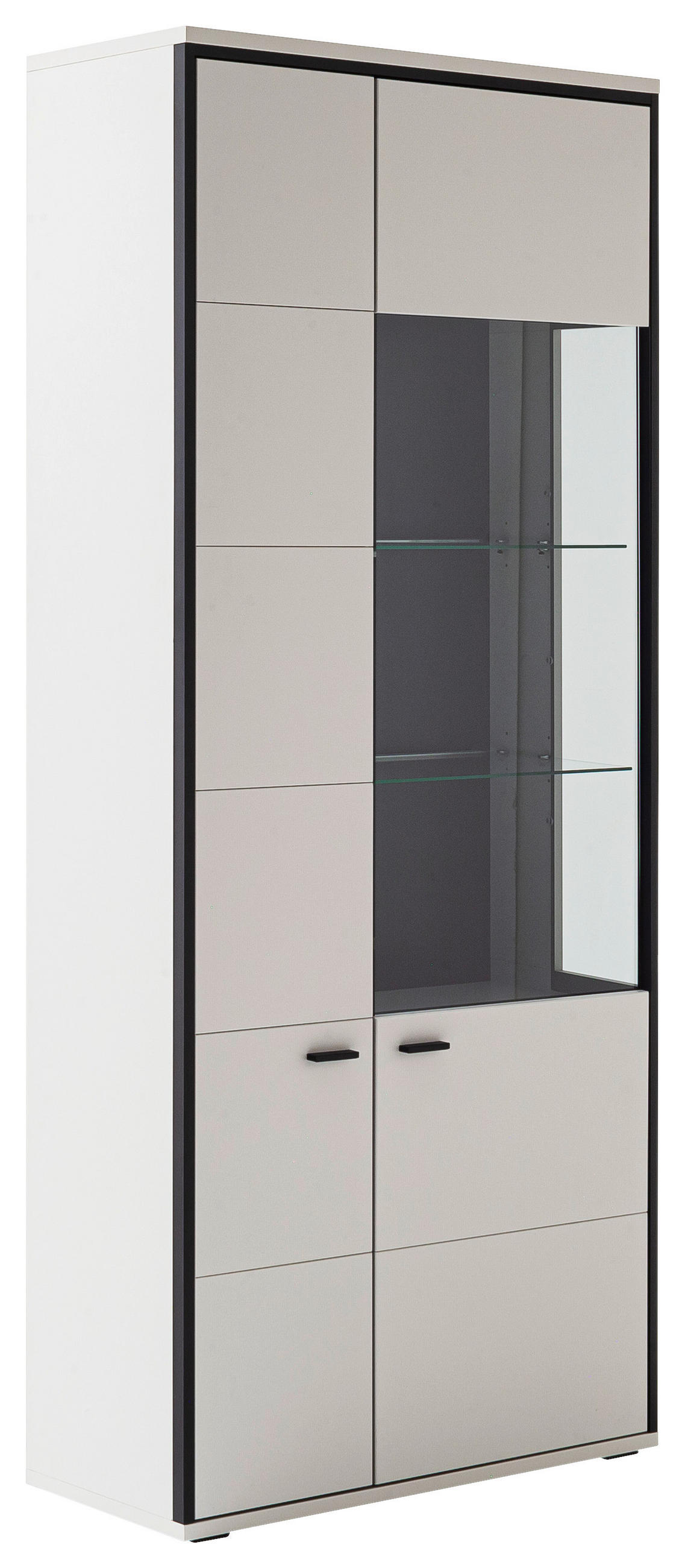 VITRINE Schwarz, Weiß  84/199/38 cm  - Schwarz/Weiß, Design, Glas/Holzwerkstoff (84/199/38cm) - Stylife