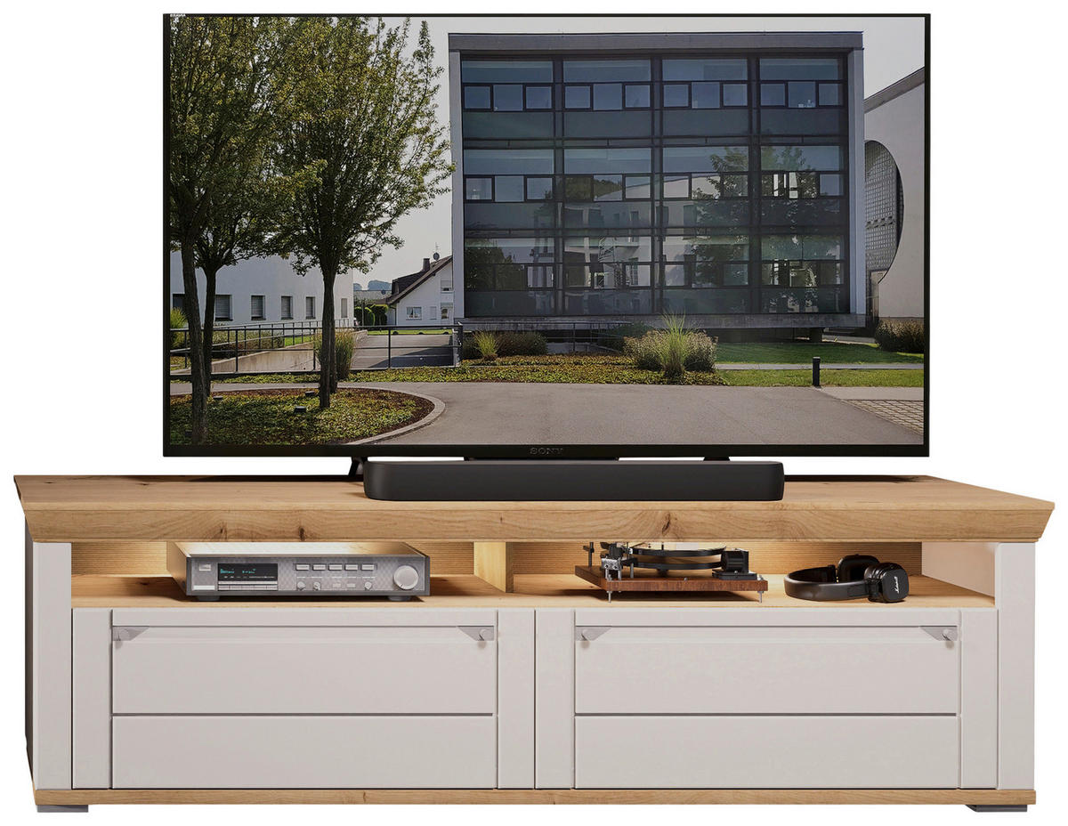 WOHNWAND  in Kaschmir, Eiche Artisan  330/208/53 cm  - Kaschmir/Eiche Artisan, ROMANTIK / LANDHAUS, Glas/Holzwerkstoff (330/208/53cm) - Landscape