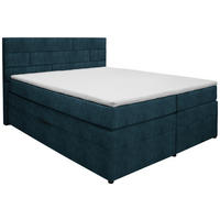 BOXSPRINGBETT 180/200 cm  in Dunkelblau  - Wengefarben/Dunkelblau, KONVENTIONELL, Holz/Textil (180/200cm) - Carryhome
