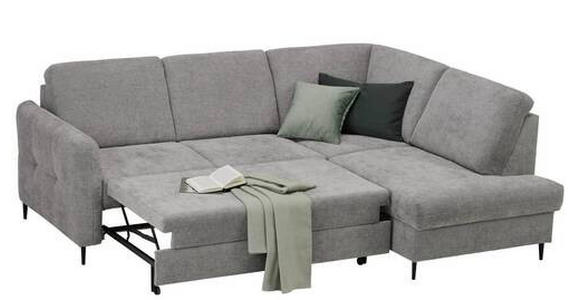 ECKSOFA in Chenille Grau  - Schwarz/Grau, MODERN, Holz/Textil (241/184cm) - Carryhome