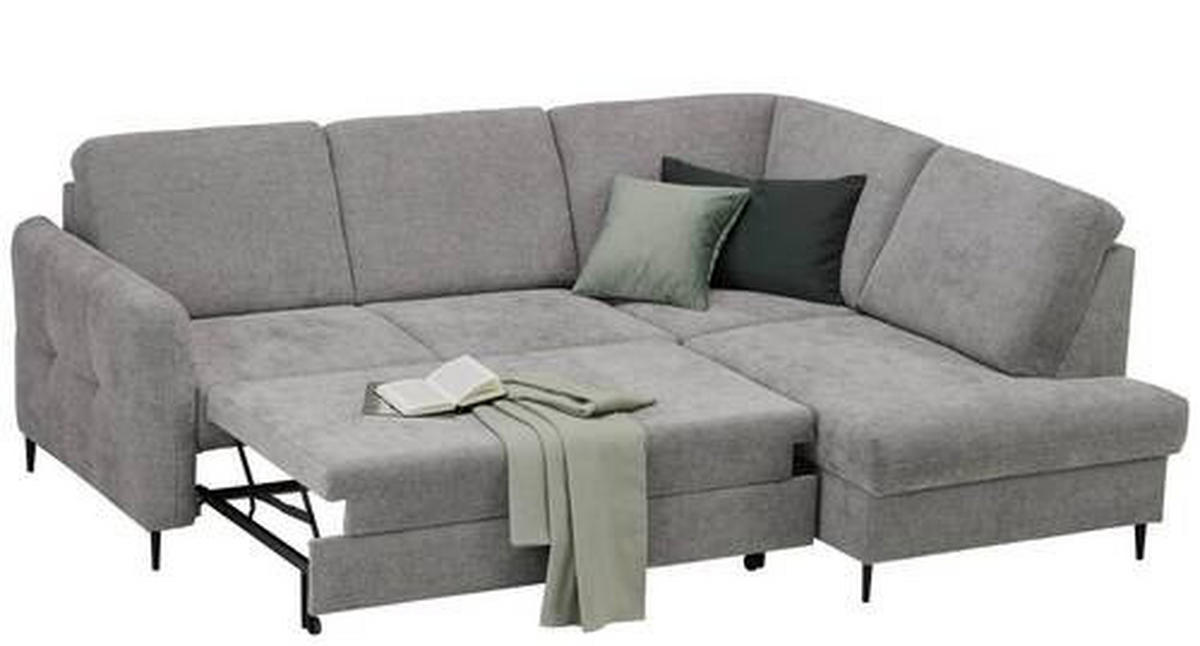 ECKSOFA in Chenille Grau  - Schwarz/Grau, Modern, Holz/Textil (241/184cm) - Carryhome