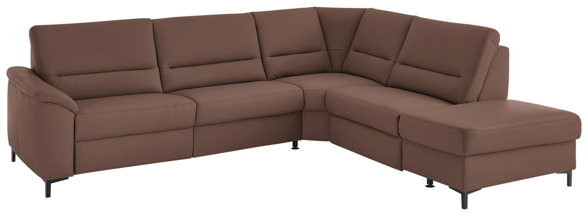 ECKSOFA Echtleder Braun  - Schwarz/Braun, Konventionell, Leder/Metall (290/249cm) - Beldomo Premium