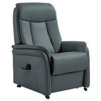 FERNSEHSESSEL in Blau, Grau  - Blau/Schwarz, Konventionell, Leder/Kunststoff (74/107/84cm) - Valdera