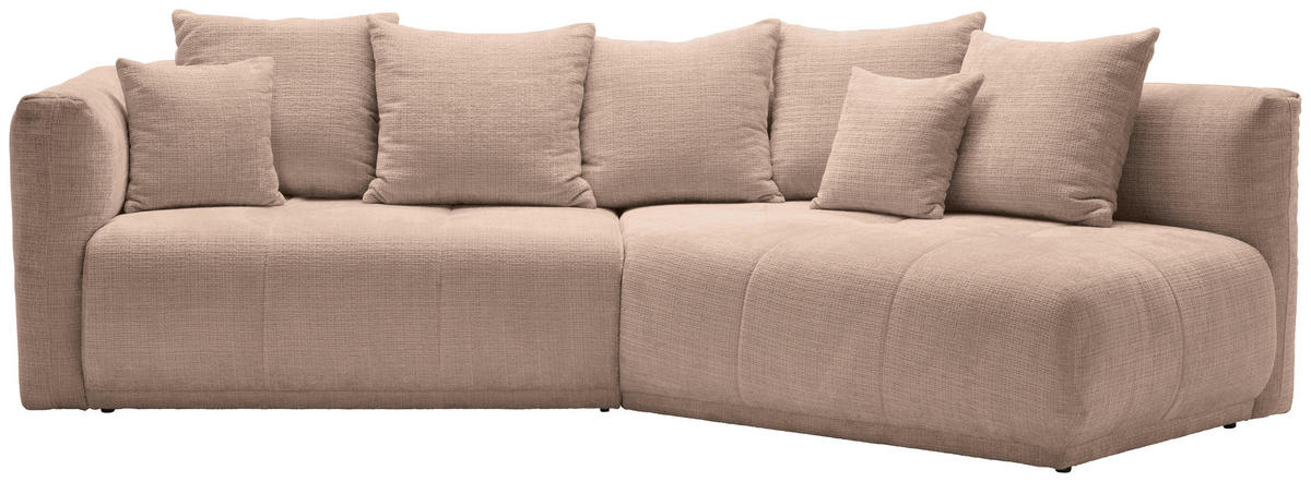 ECKSOFA in Chenille Beige  - Beige/Schwarz, Modern, Kunststoff/Textil (315/180cm) - Hom`in