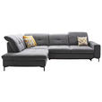 ECKSOFA in Chenille Grau  - Schwarz/Grau, Design, Textil/Metall (240/308cm) - Xora