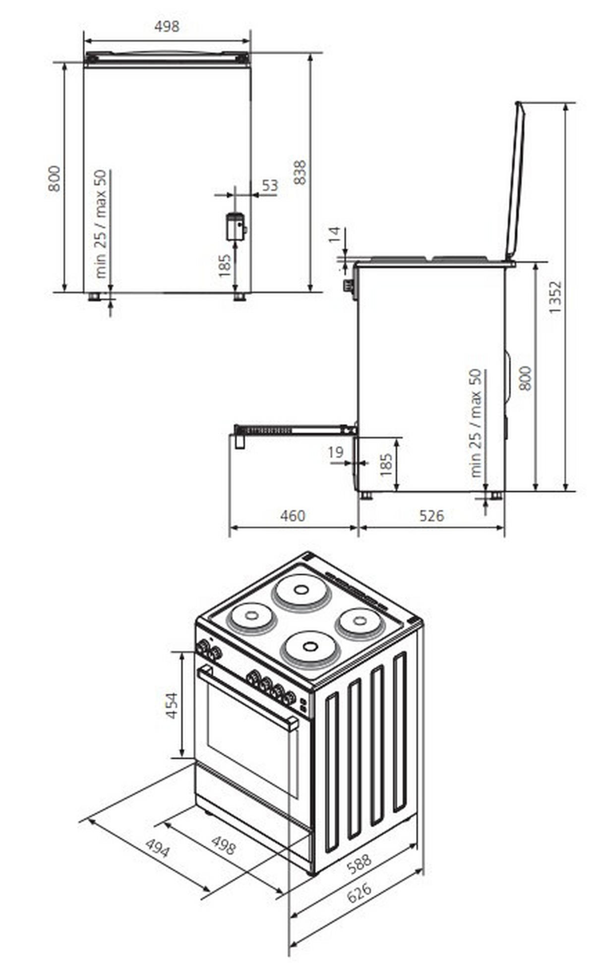 HERD STE512  - Weiß, Basics, Metall (49,8/80,0/135,2/62,6cm) - Oranier