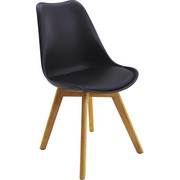 STUHL Lederlook Kautschukholz massiv Eichefarben, Schwarz - Eichefarben/Schwarz, LIFESTYLE, Holz/Textil (48/84/53cm) - Xora