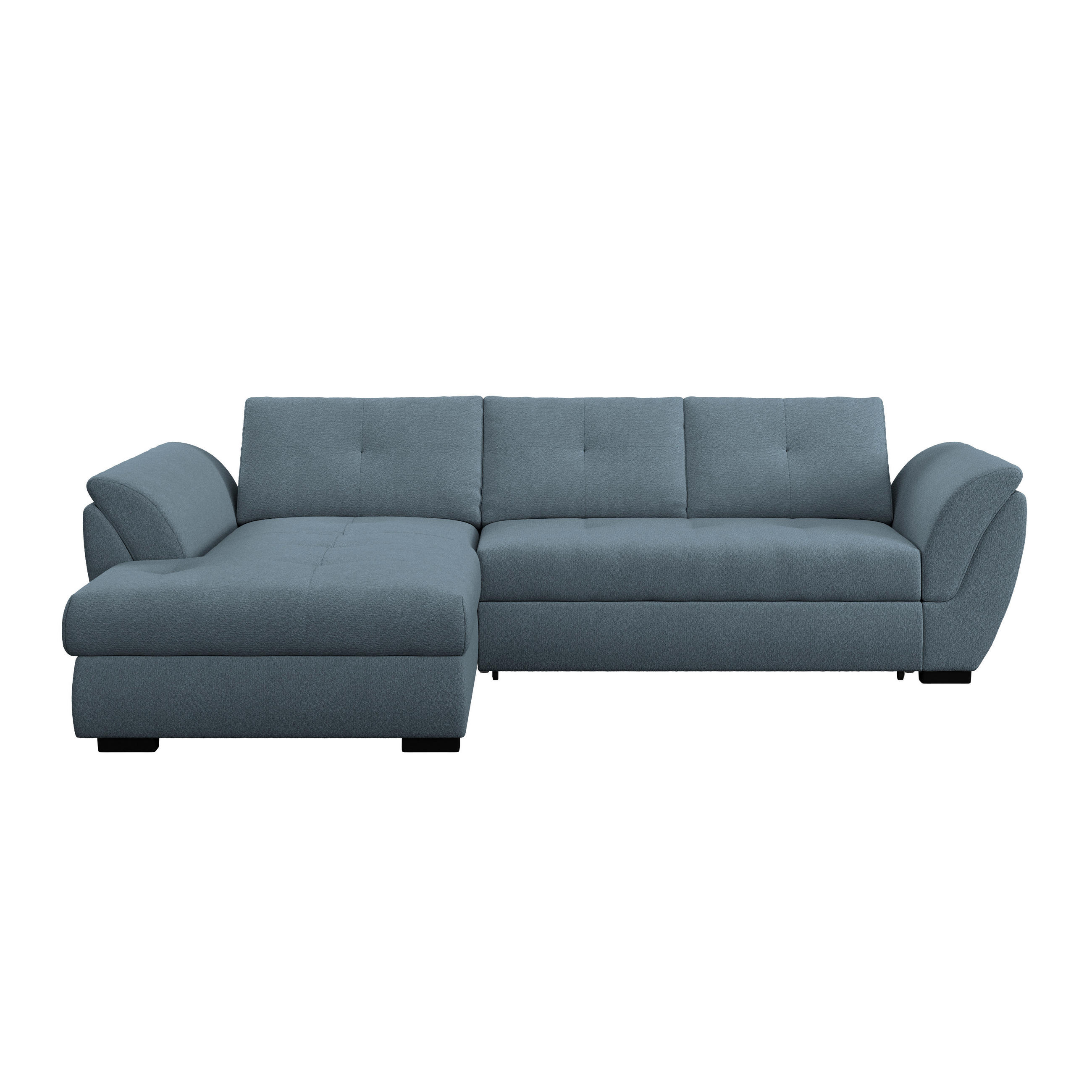 ECKSOFA Blau Zierkissen, Bettkasten, Schlaffunktion, Rücken echt  - Blau/Schwarz, KONVENTIONELL, Kunststoff/Textil (187/278cm) - MID.YOU