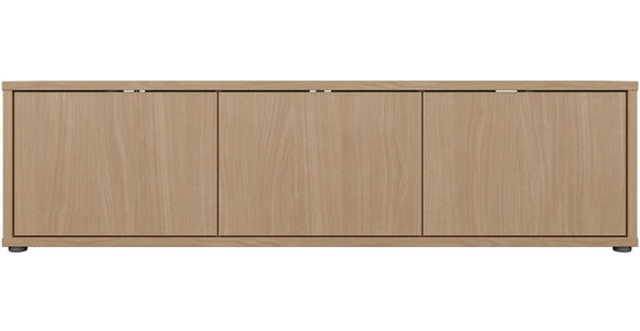 LOWBOARD - Eichefarben/Grau, MODERN, Holzwerkstoff/Kunststoff (154,2/42,5/34,9cm) - Carryhome