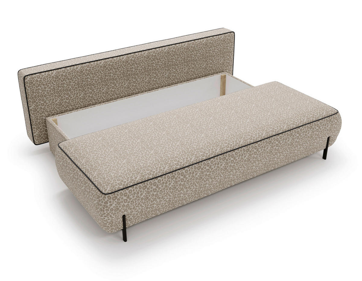 SCHLAFSOFA Jacquard Hellgrau Stoffauswahl, Rücken echt  - Hellgrau/Braun, Design, Textil/Metall (212/90/95cm) - Livetastic