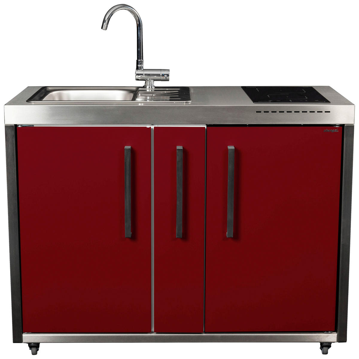 OUTDOORKÜCHE  - Edelstahlfarben/Bordeaux, Basics, Metall (127/98/62cm)