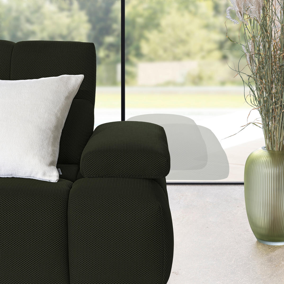 ECKSOFA in Struktur Olivgrün  233/313 cm  - Schwarz/Olivgrün, Design, Kunststoff/Textil (233/313cm) - Emilio Belluti
