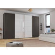 SCHWEBETÜRENSCHRANK 361/223/68 cm 4-türig Graphitfarben, Weiß  - Chromfarben/Graphitfarben, KONVENTIONELL, Glas/Holzwerkstoff (361/223/68cm) - Novel