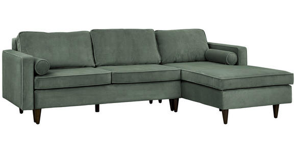 ECKSOFA in Cord Grün  - Eichefarben/Grün, MODERN, Holz/Textil (261/178cm) - Carryhome