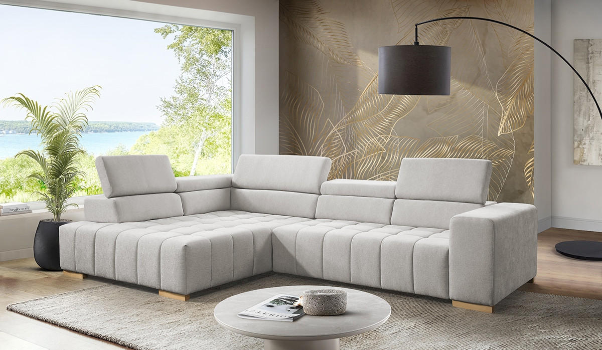ECKSOFA in Chenille Beige  - Beige/Naturfarben, Design, Holz/Textil (201/307cm) - Livetastic