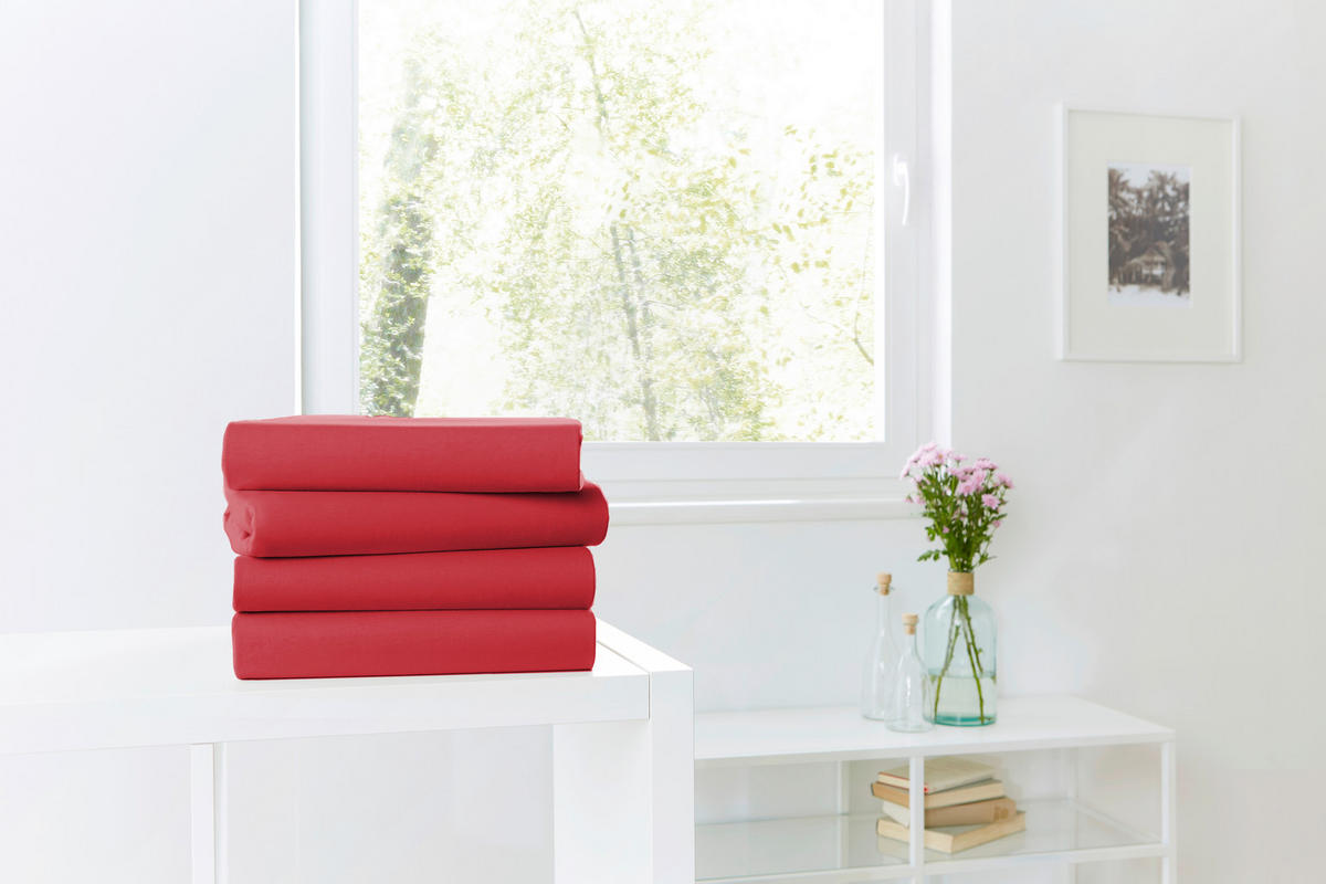 SPANNLEINTUCH 150/200 cm Jersey  - Rot, Basics, Textil (150/200cm)