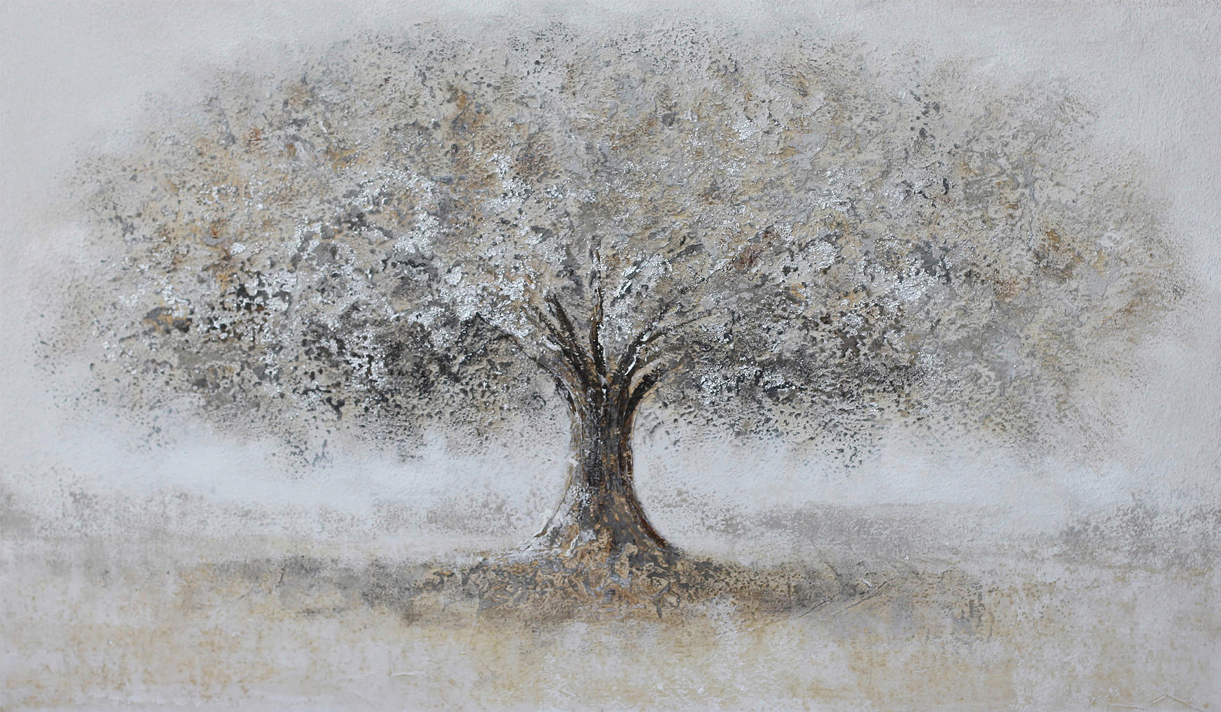 ÖLGEMÄLDE Bäume 120/70 cm  - Braun/Weiß, Design, Holz/Textil (120/70cm) - Monee