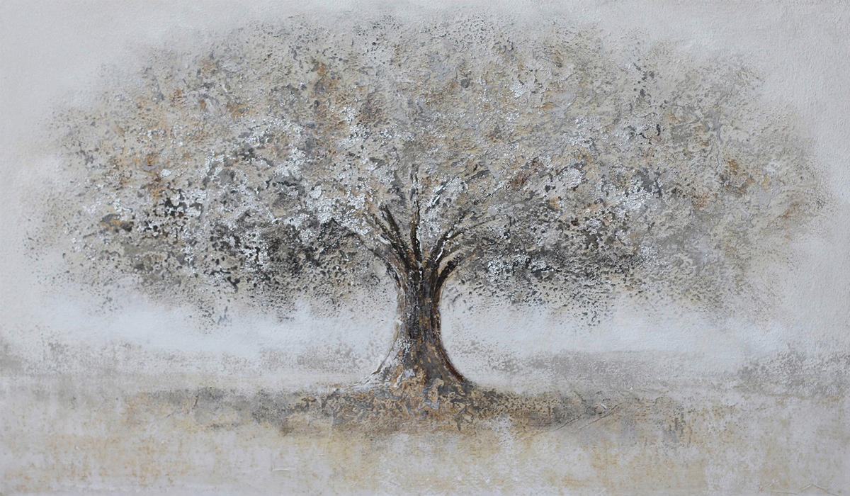 OLJNA SLIKA  120/70 cm   - siva/bela, Design, tekstil/les (120/70cm) - Monee