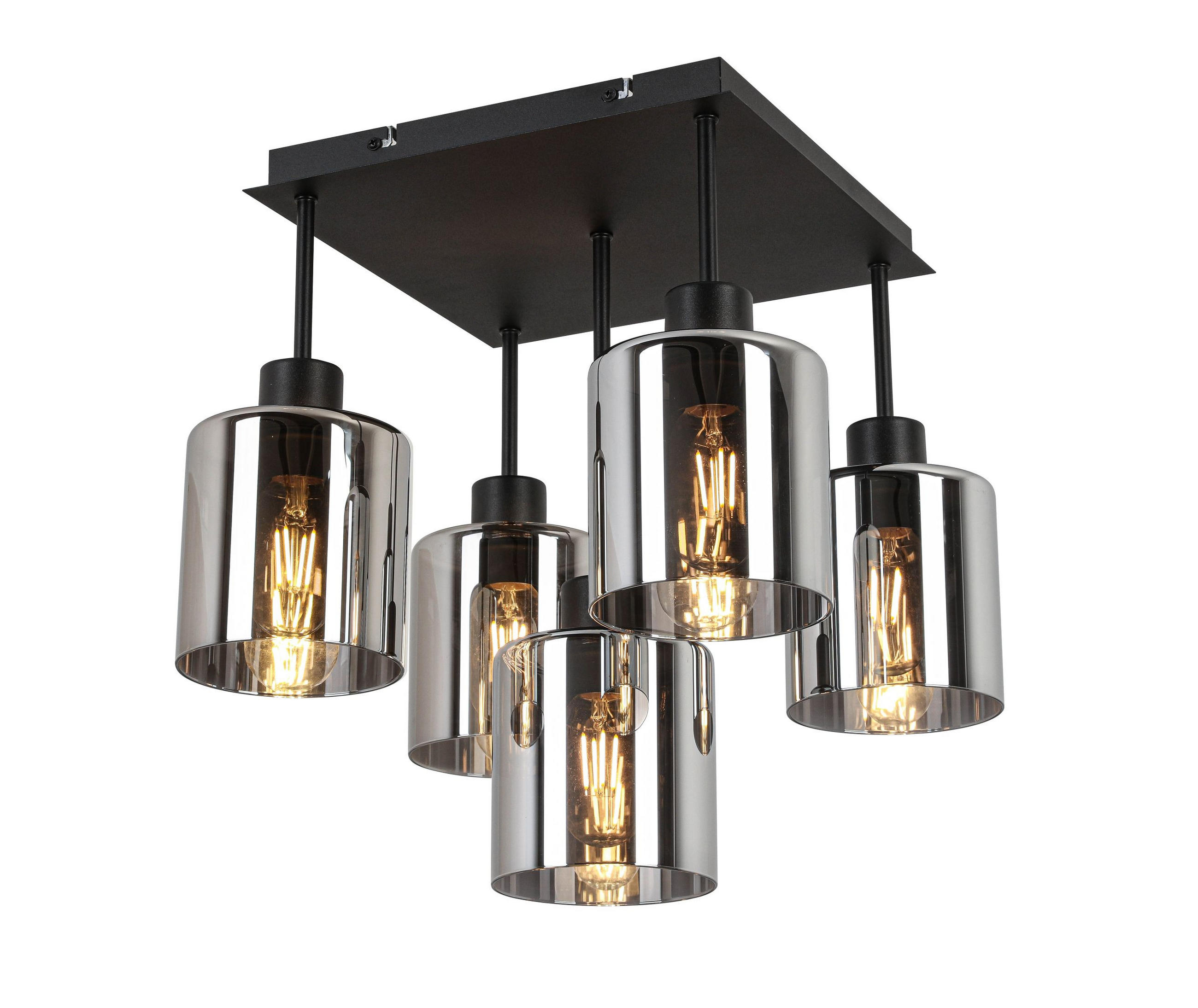 DECKENLEUCHTE Elia 36/36/40 cm   - Schwarz, Design, Glas/Metall (36/36/40cm) - Novel