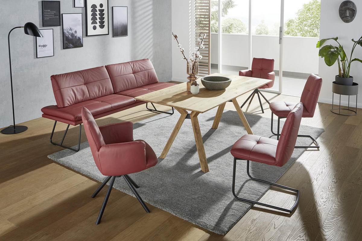SCHWINGSTUHL  in Stahl Echtleder pigmentiert  - Rot/Schwarz, Design, Leder/Metall (50/87/59cm) - Dieter Knoll