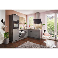 ECKKÜCHE 235/195 cm  in Anthrazit, Eichefarben  - Eichefarben/Anthrazit, Basics, Holzwerkstoff/Metall (235/195cm) - Welnova