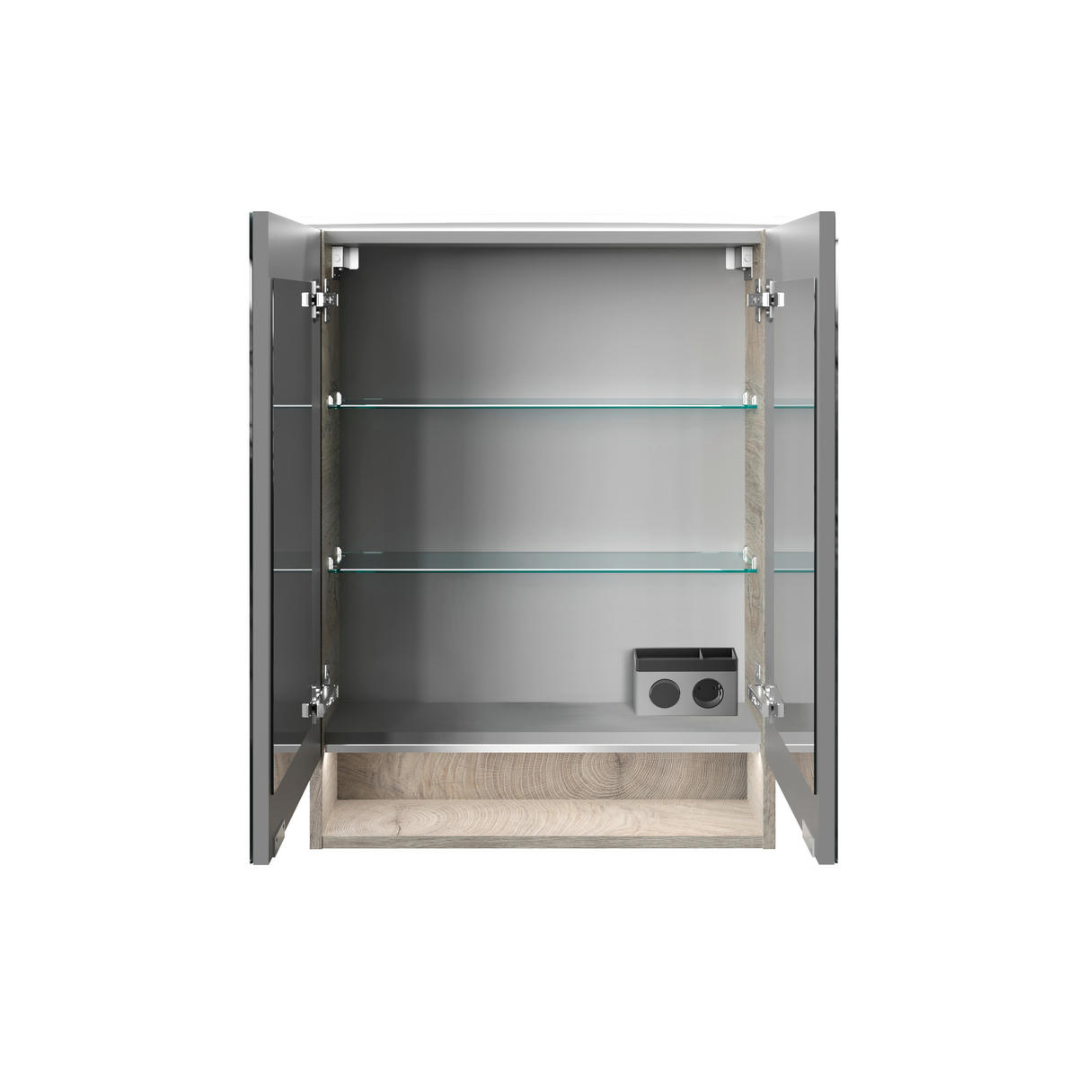 SPIEGELSCHRANK 60/81,2/26,3 cm  - Chromfarben/Eichefarben, Basics, Glas/Holzwerkstoff (60/81,2/26,3cm) - MID.YOU