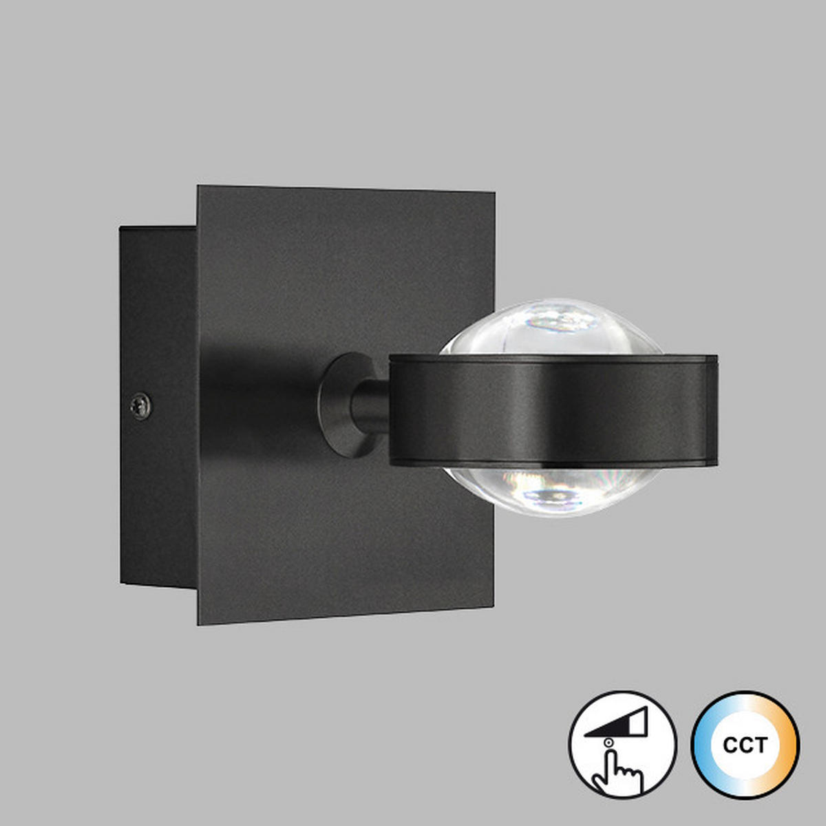 BADEZIMMER-WANDLEUCHTE Lense   - Sandfarben/Schwarz, Design, Metall (12/12cm) - Schöner Wohnen