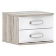NACHTKÄSTCHEN in Eichefarben, Weiß Hochglanz  - Eichefarben/Weiß Hochglanz, Basics, Holzwerkstoff/Kunststoff (50,4/41,4/46cm) - Carryhome