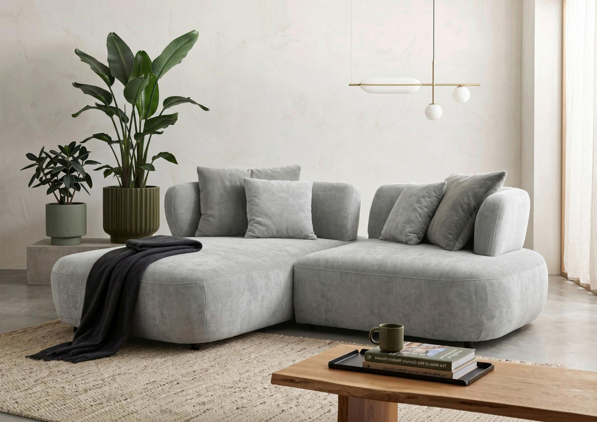 ECKSOFA Mintgrün Flachgewebe Zierkissen, Rückenkissen, Rücken echt, Sitztiefenverstellung  - Salbeigrün/Schwarz, MODERN, Kunststoff/Textil (190/240cm) - Ambia Home