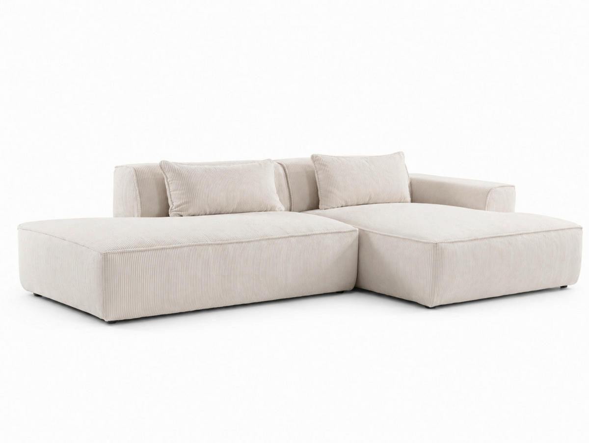 ROHOVÁ SEDAČKA, plast, textil, kompozitné drevo, béžová - čierna/béžová, Konventionell, kompozitné drevo/textil (294/165cm) - Livetastic