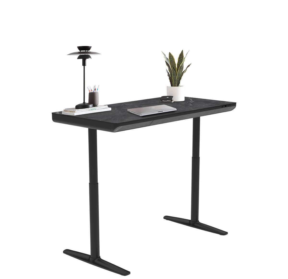 SKRIVBORD 140/70/73-118 cm  i svart  - svart, Design, metall/trämaterial (140/70/73-118cm) - Novel