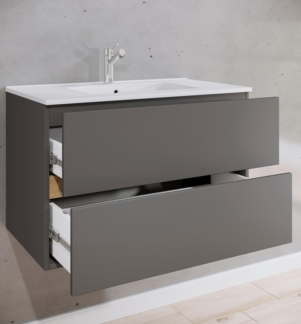 BADEZIMMER 2-teilig  - Honigeiche/Weiss, Trend, Keramik/Holzwerkstoff (81/51/47cm) - MID.YOU