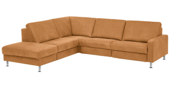 ECKSOFA in Mikrofaser Hellbraun 242/275 cm - Hellbraun/Alufarben, Design, Textil/Metall (242/275cm) - Dieter Knoll