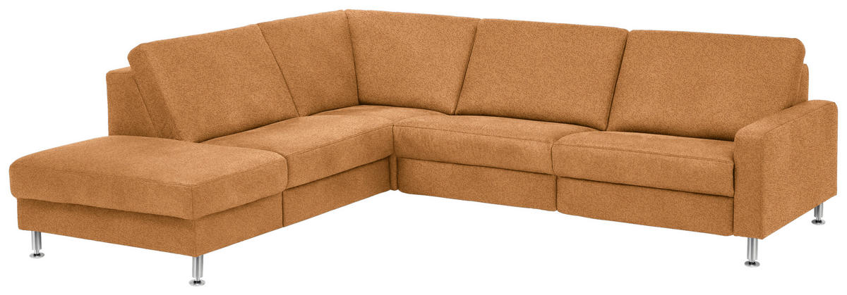 ECKSOFA in Mikrofaser Hellbraun  - Hellbraun/Alufarben, Design, Textil/Metall (242/275cm) - Dieter Knoll