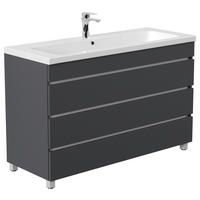 UMIVAL. ENOTA Z UMIVALNIKOM  - bela/barve grafita, Basics, kamen/kovina (120cm) - MID.YOU