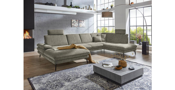 WOHNLANDSCHAFT in Velours Grau - Schwarz/Grau, Design, Textil/Metall (180/344/208cm) - Dieter Knoll