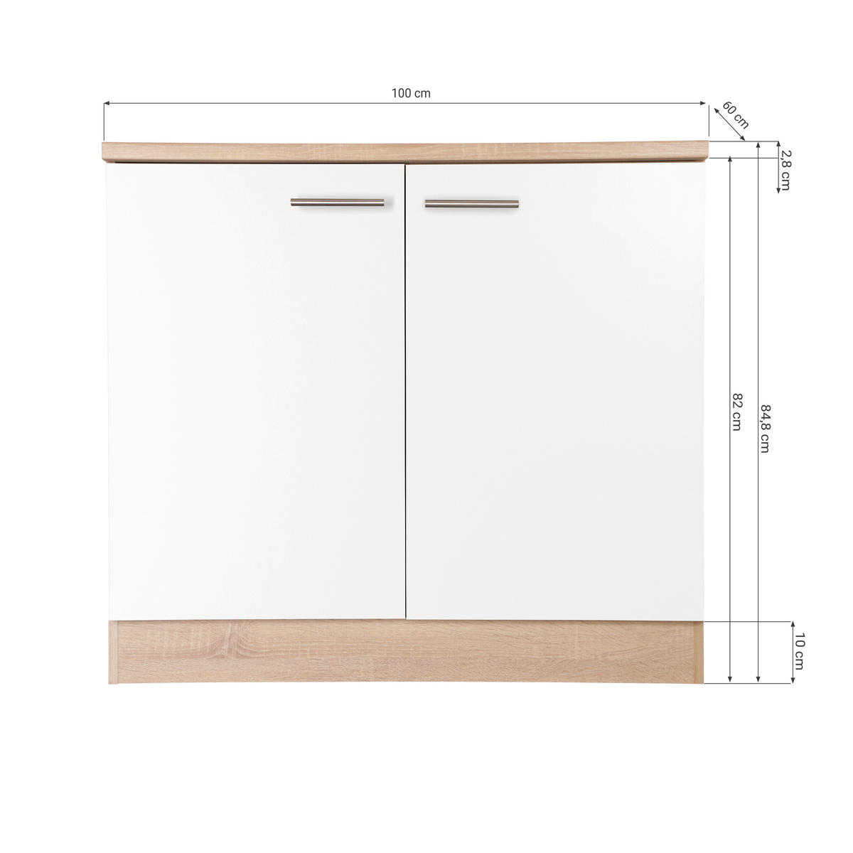 BÄNKSKÅP FÖR DISKHO 100/84,8/60 cm  i ekfärgad, vit  - vit/silver, Basics, metall/trämaterial (100/84,8/60cm) - Respekta