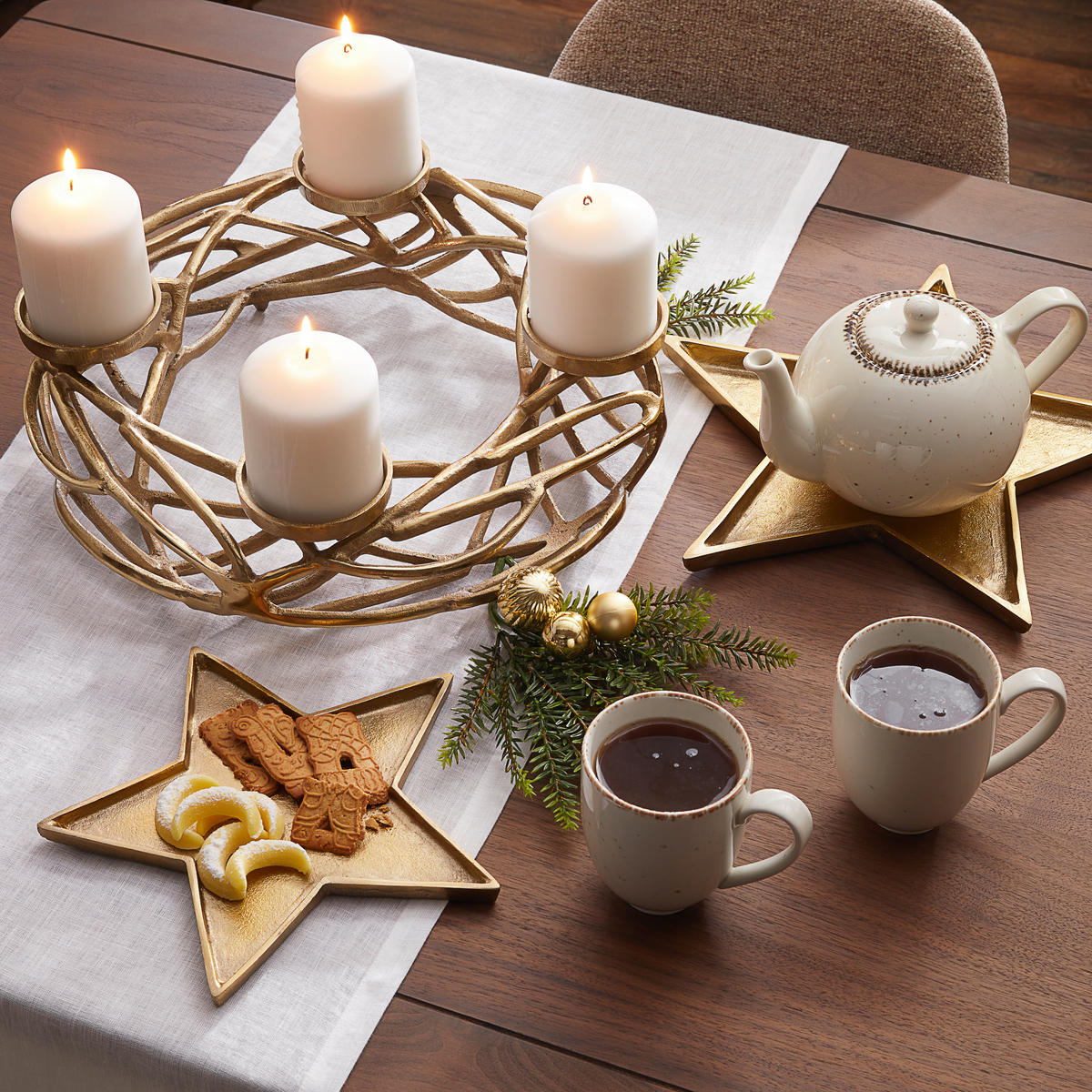 ADVENTKRANZ - Goldfarben, LIFESTYLE, Metall (40/12/40cm)