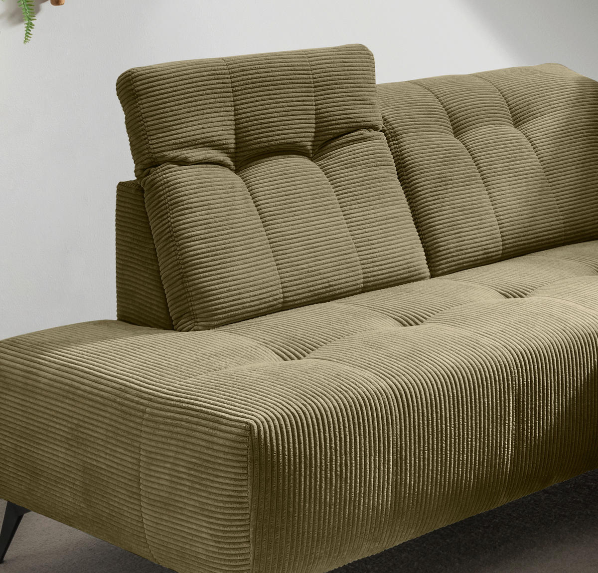 ECKSOFA in Cord Olivgrün  - Schwarz/Olivgrün, Modern, Textil/Metall (200/272cm) - Livetastic