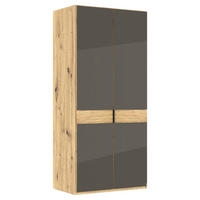DREHTÜRENSCHRANK 100/216/58 cm,  in Eiche Bianco, 2 Tür(en)  - Schieferfarben/Eiche Bianco, Design, Glas/Holz (100/216/58cm) - Musterring