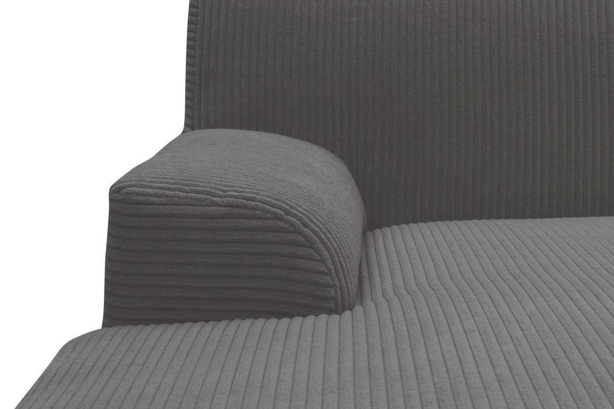 ECKSCHLAFSOFA  CAPRI 2 Grau Cord  - Schwarz/Grau, Basics, Kunststoff/Textil (146/241cm) - MID.YOU