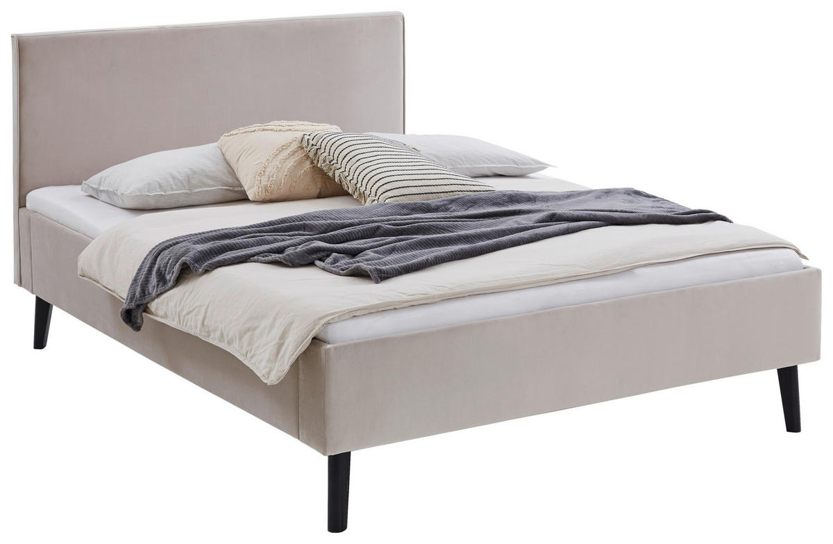 POLSTERBETT Beige 140/200 cm  - Beige/Schwarz, Basics, Holz/Textil (140/200cm) - Boxxx