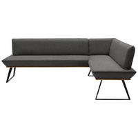 ECKBANK in Holz, Metall, Textil Schwarz, Eichefarben, Dunkelgrau  - Eichefarben/Dunkelgrau, Design, Holz/Textil (243/163cm) - Voleo