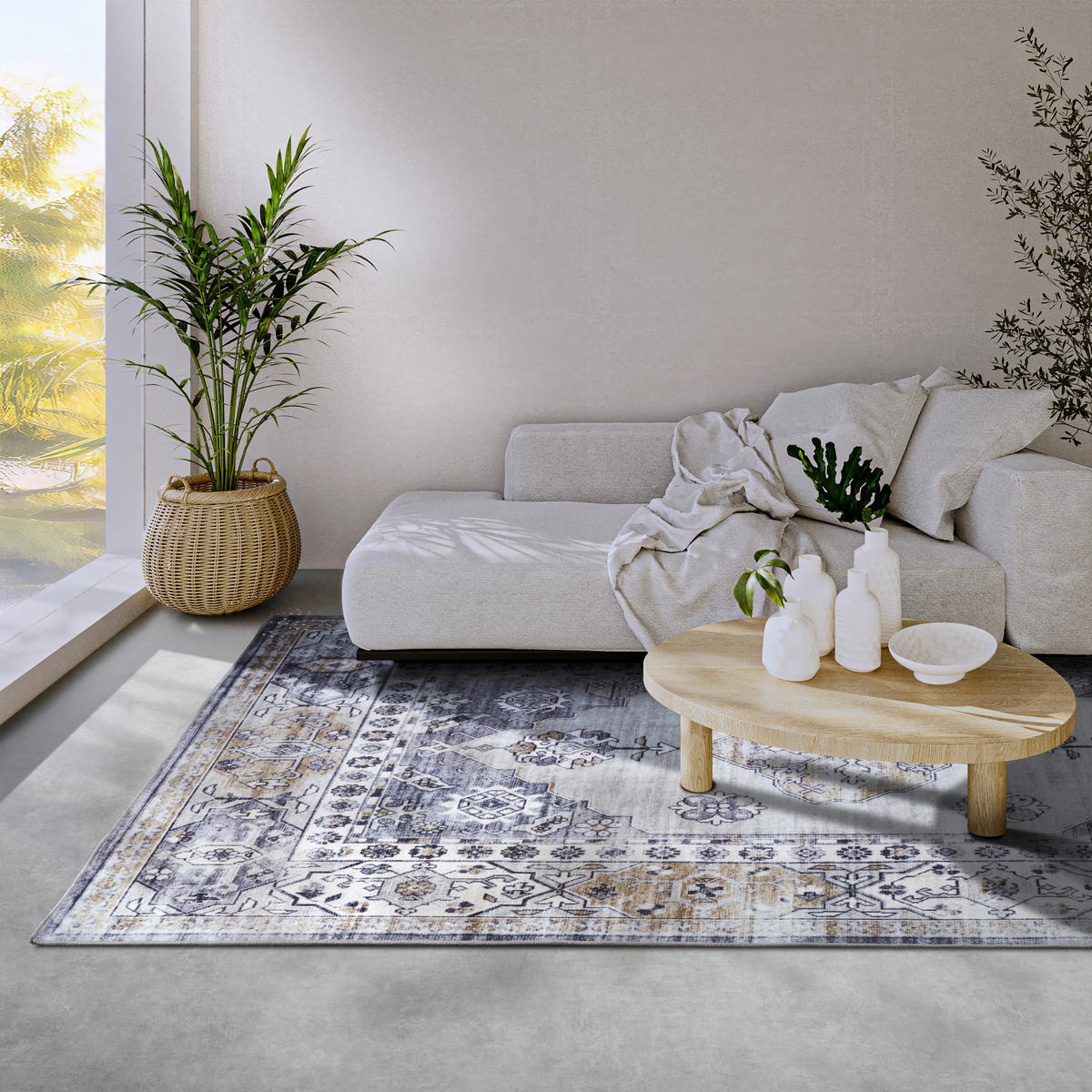 VINTAGE-TEPPICH 200/290 cm Asya Dunkelblau, Goldfarben  - Goldfarben/Dunkelblau, Design, Kunststoff (200/290cm) - Hanse Home