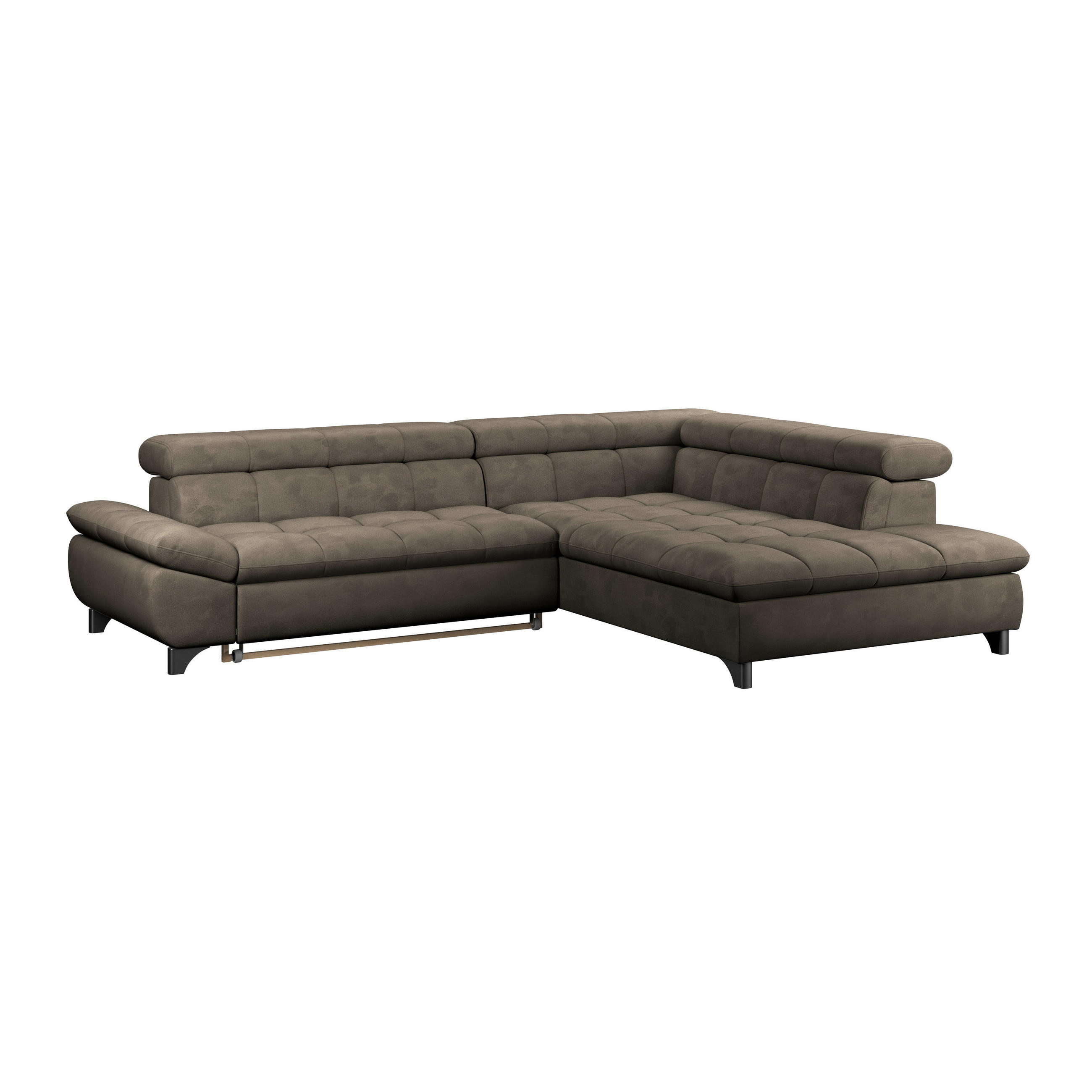 ECKSOFA Taupe Chenille  - Taupe/Chromfarben, KONVENTIONELL, Textil/Metall (312/234cm) - Livetastic